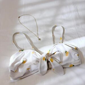 aeropostale | size s | white bandeau bikini top w lemons